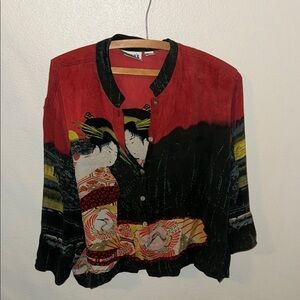 Chico's Design Red and Black Shirt